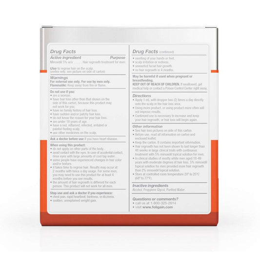 FOLIGAIN Minoxidil 5% , (Set mit 3 Flaschen + Originalpipette), Haarwuchsmittel für Männer 3-Monats