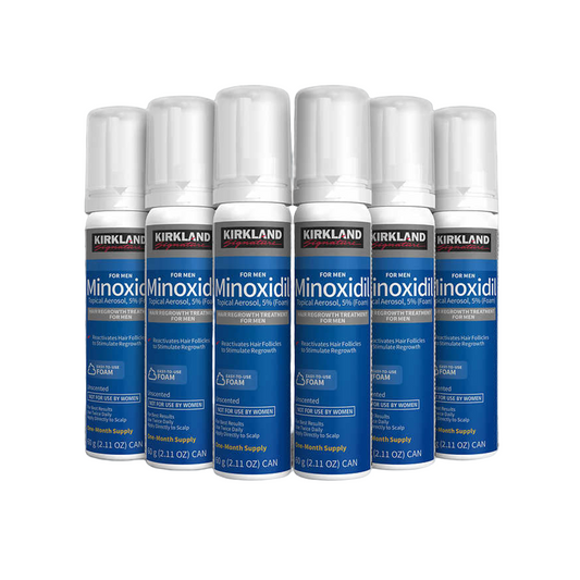 Kirkland Foam Minoxidil 5 % Schaum (Set mit 6x60g Aerosole), 6 Sprayflaschen reichen für sechs Monate