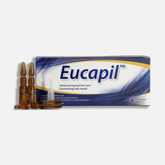Eucapil Fluridil 2% ist eine hochwirksame Behandlung gegen Haarausfall, Kahlheit und Alopezie. Die 30 Ampullen sorgen für eine gezielte und effektive Anwendung. Mit Eucapil Fluridil 2% können Sie das Haarwachstum anregen und dauerhaft verbessern. Verabschieden Sie sich von dünner werdendem Haar und erhalten Sie volleres, kräftigeres Haar mit dieser innovativen Behandlung.