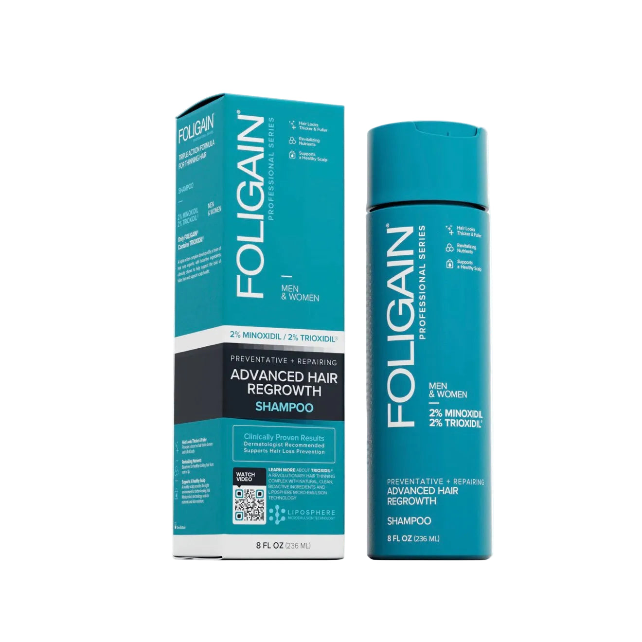 FOLIGAIN Haarwuchsshampoo 236 ml mit Minoxidil und Trioxidil zur Pflege von Haar und Kopfhaut