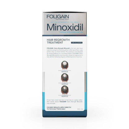 Steigern Sie das Haarwachstum mit FOLIGAIN Minoxidil 5%! Dieses Set mit 3 Flaschen und dem Original-Tropfer enthält eine niedrigere Alkoholkonzentration für eine schonendere Anwendung. Bewährte Formel zur Behandlung von Haarausfall und zur Verbesserung der Haardicke. Für dichteres, gesünderes Haar.