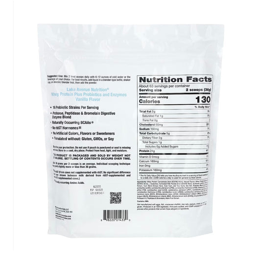 Whey Protein + Probiotics, Molkenprotein + Probiotika, Vanillegeschmack, 2,27 kg (5 lb.)