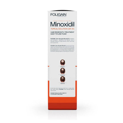 FOLIGAIN Minoxidil 5% Foam Haarwuchs-Schaum für Männer, (Set mit 3x60g Bottles), 3 Bottles reichen für 3 Monate