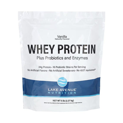Whey Protein + Probiotics, Molkenprotein + Probiotika, Vanillegeschmack, 2,27 kg (5 lb.)