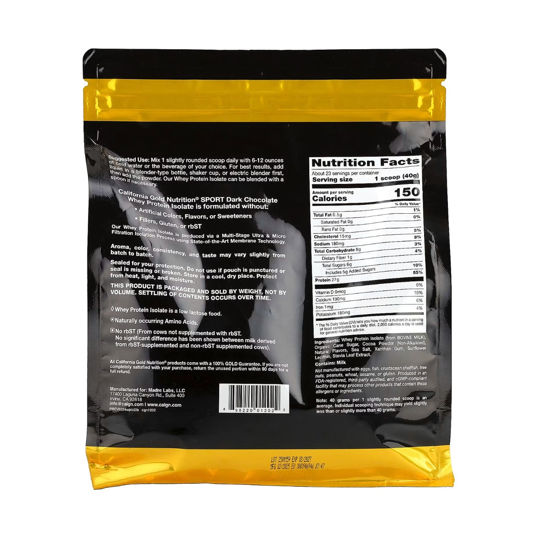 Sport, Whey Protein Isolate, Molkenproteinisolat, dunkle Schokolade, 907 g (2 lb.)
