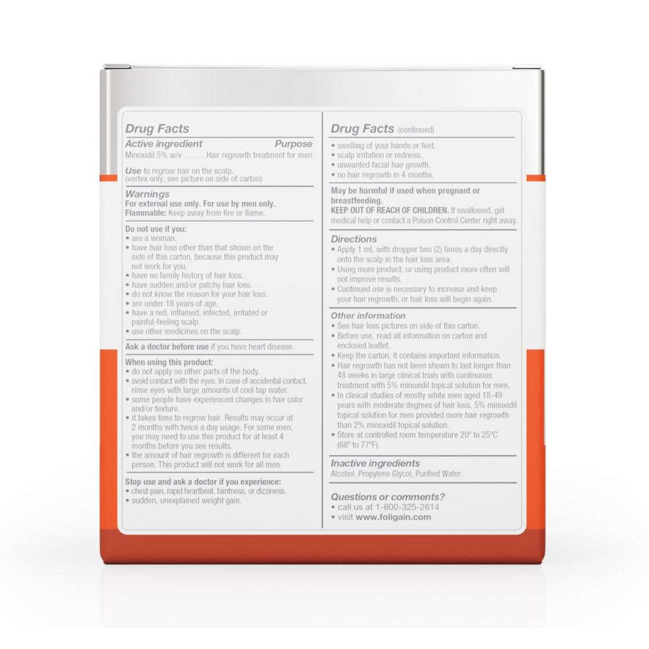 FOLIGAIN Minoxidil 5% , (Set mit 3 Flaschen + Originalpipette), Haarwuchsmittel für Männer 3-Monats