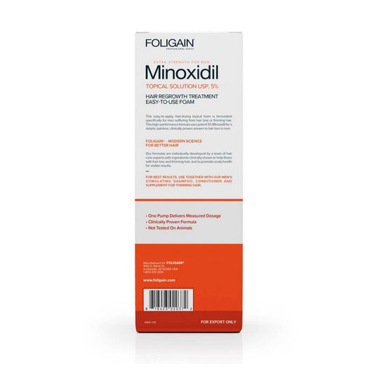 FOLIGAIN Minoxidil 5% Foam Haarwuchs-Schaum für Männer, (Set mit 3x60g Bottles), 3 Bottles reichen für 3 Monate