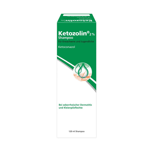 Lindern Sie effektiv Schuppen und Reizungen mit Ketozolin 2% Shampoo bei seborrhoischer Dermatitis. Die spezielle Formel mit 2% Ketoconazol bekämpft Pilze und Bakterien auf der Kopfhaut, während das Shampoo gleichzeitig die natürliche Feuchtigkeitsbalance bewahrt. Genießen Sie eine gesunde, schuppenfreie und beruhigte Kopfhaut mit Ketozolin.