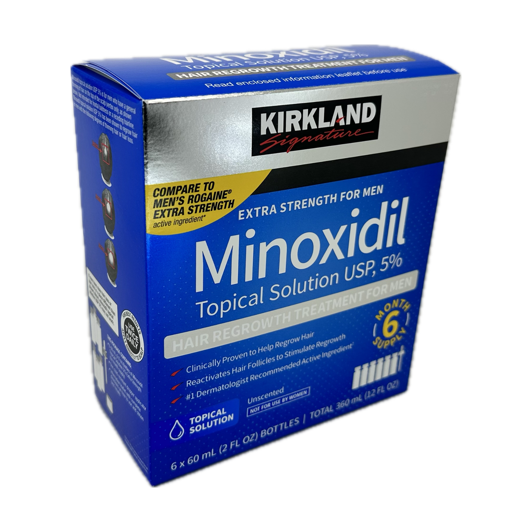 Kirkland Minoxidil 5% (1 Flasche + Originalpipette) ist eine wissenschaftlich erwiesene Lösung zur Behandlung von Haarausfall bei Männern. Mit einer 5%igen Minoxidil-Formel stimuliert es das Haarwachstum und kann das Wachstum von neuen Haaren um bis zu 25% steigern. Machen Sie sich bereit, wieder dichtes, volles Haar zu haben mit Kirkland Minoxidil 5%.