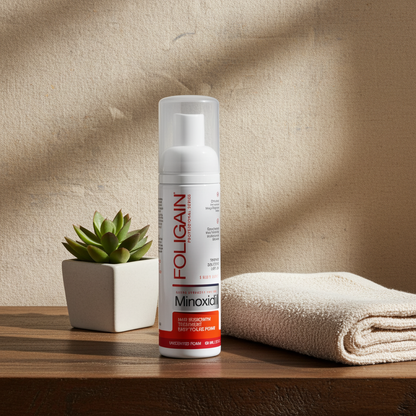 FOLIGAIN Minoxidil 5% Foam Haarwuchs-Schaum für Männer, (Set mit 3x60g Bottles), 3 Bottles reichen für 3 Monate