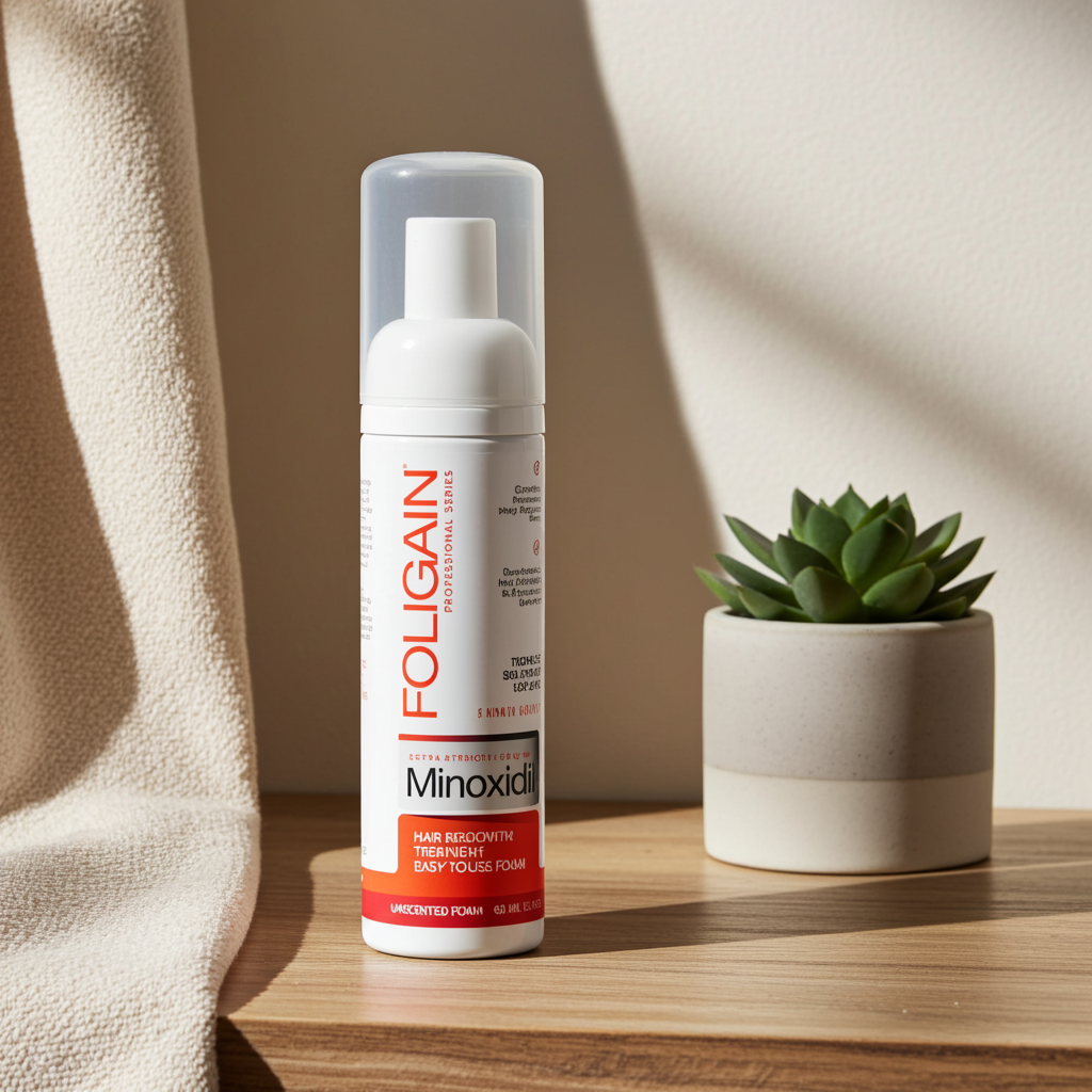 FOLIGAIN Minoxidil 5% Foam Haarwuchs-Schaum für Männer, (Set mit 3x60g Bottles), 3 Bottles reichen für 3 Monate