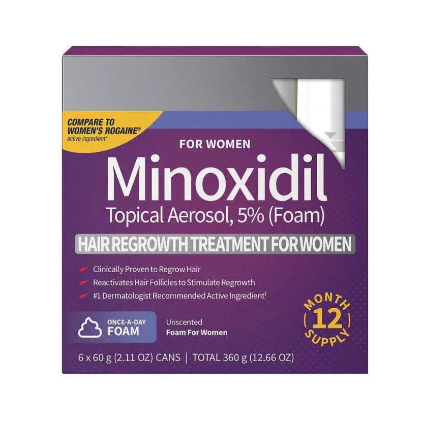 Verbessern Sie das Haarwachstum und bekämpfen Sie Haarausfall mit Minoxidil 5 % Schaum für Frauen. Das Set mit 6x60g Flaschen bietet langanhaltenden Nutzen und sorgt für volles, gesundes Haar. Klinisch bewiesen und einfach anzuwenden für optimale Ergebnisse.
