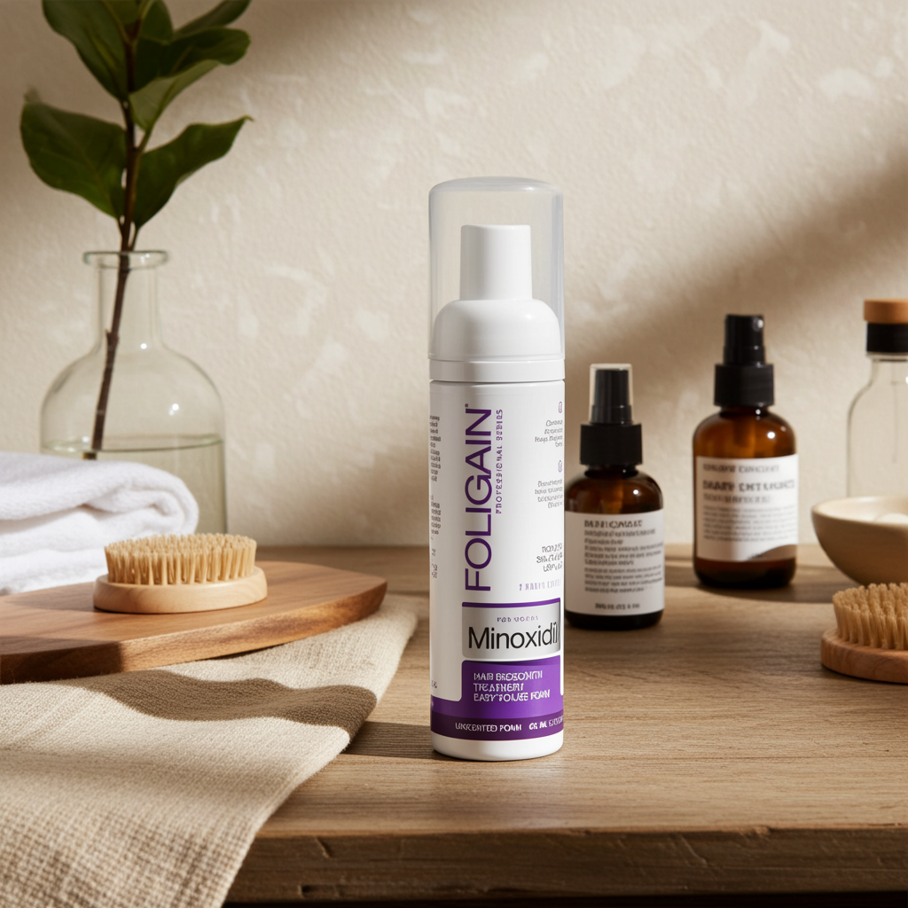 FOLIGAIN Minoxidil 2% Foam Haarwuchs-Schaum für Frauen, (Set mit 3x60g Bottles), 3 Bottles reichen für 3 Monate